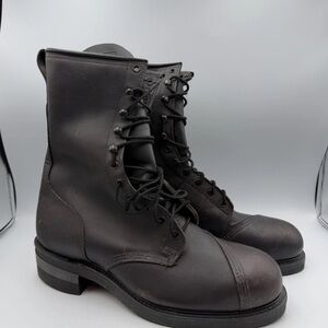 Leather Combat Style Boots Biltrite Sole Brown US 11.5 Wide